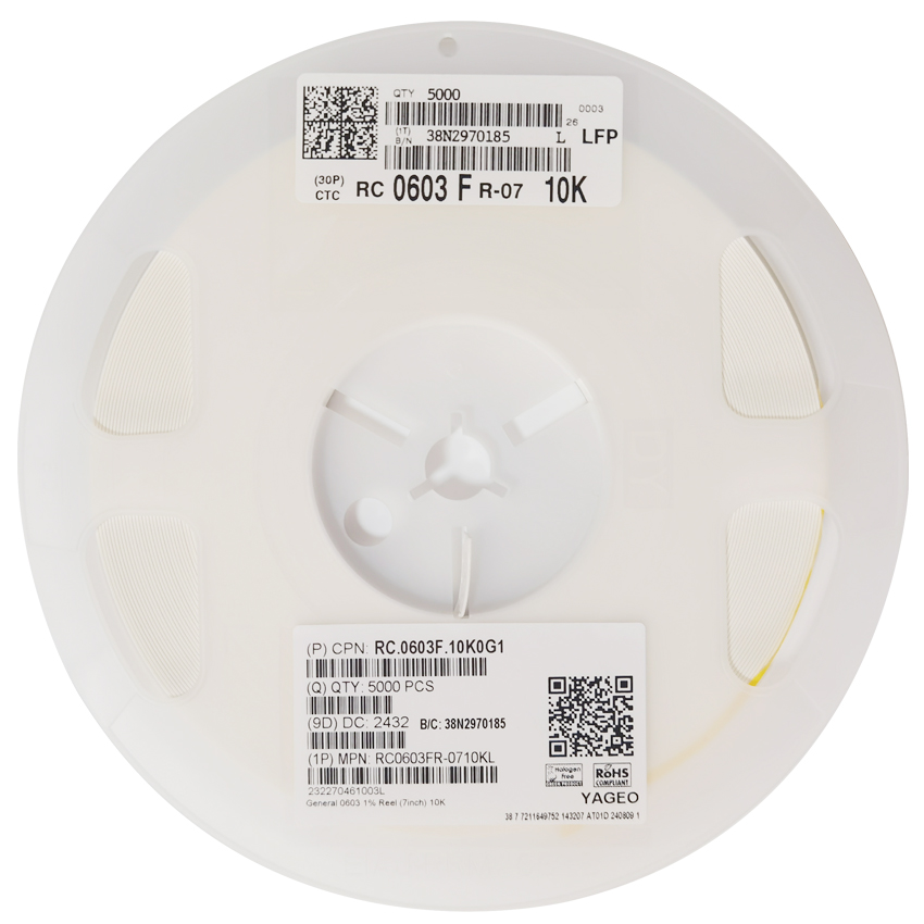 RC0603FR-0710KL 10kΩ ±1% 100mW 厚膜电阻